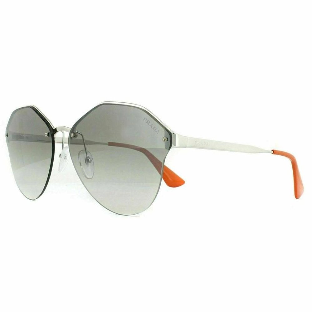 Prada Silver Frame & Grey Gradient Mirrored Lens, Square Frame- Womens